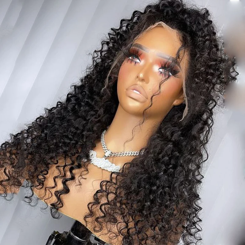 26inch Black Color Soft 180%Density Long Kinky Curly Lace Front Wig For Black Women With Baby Hair Glueless Preplucked Daily wig