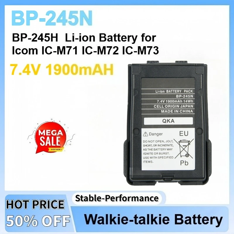 

Новый литий-ионный аккумулятор 7,4 В, 1900 мАч, 14 Втч BP-245H BP-245N для Icom IC-M71 IC-M72 IC-M73, сменный аккумулятор для двусторонней УКВ-радиостанции