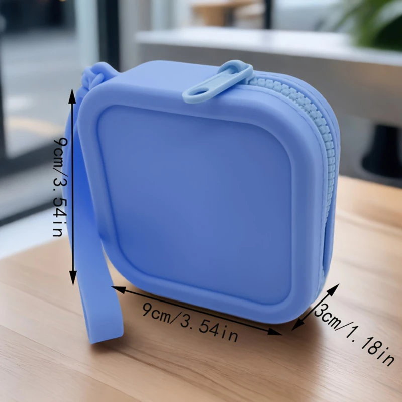 Portafoglio portaoggetti in silicone Portamonete Semplice borsa cosmetica con cerniera impermeabile Borsa per auricolari Borsa quadrata piccola per studenti