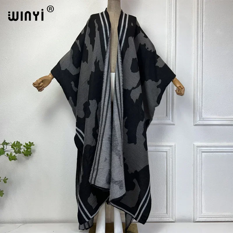 WINYI Winter tassel cardigan Classic Embroidery Long Coat muslim woman dresses robe abaya dubai luxury Middle East Female kimono