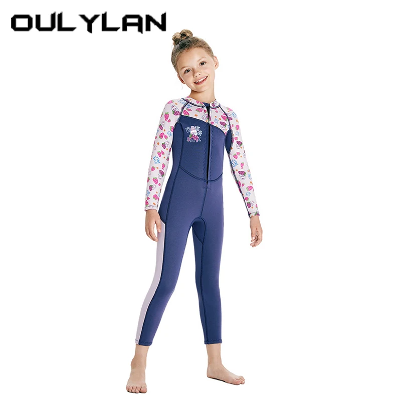 

Hot Sale 2.5MM One-Piece Printed Long Sleeved Swimsuit Children's Warm Diving Suit Girl Snorkeling Surfing Jellyfish Swimsuit