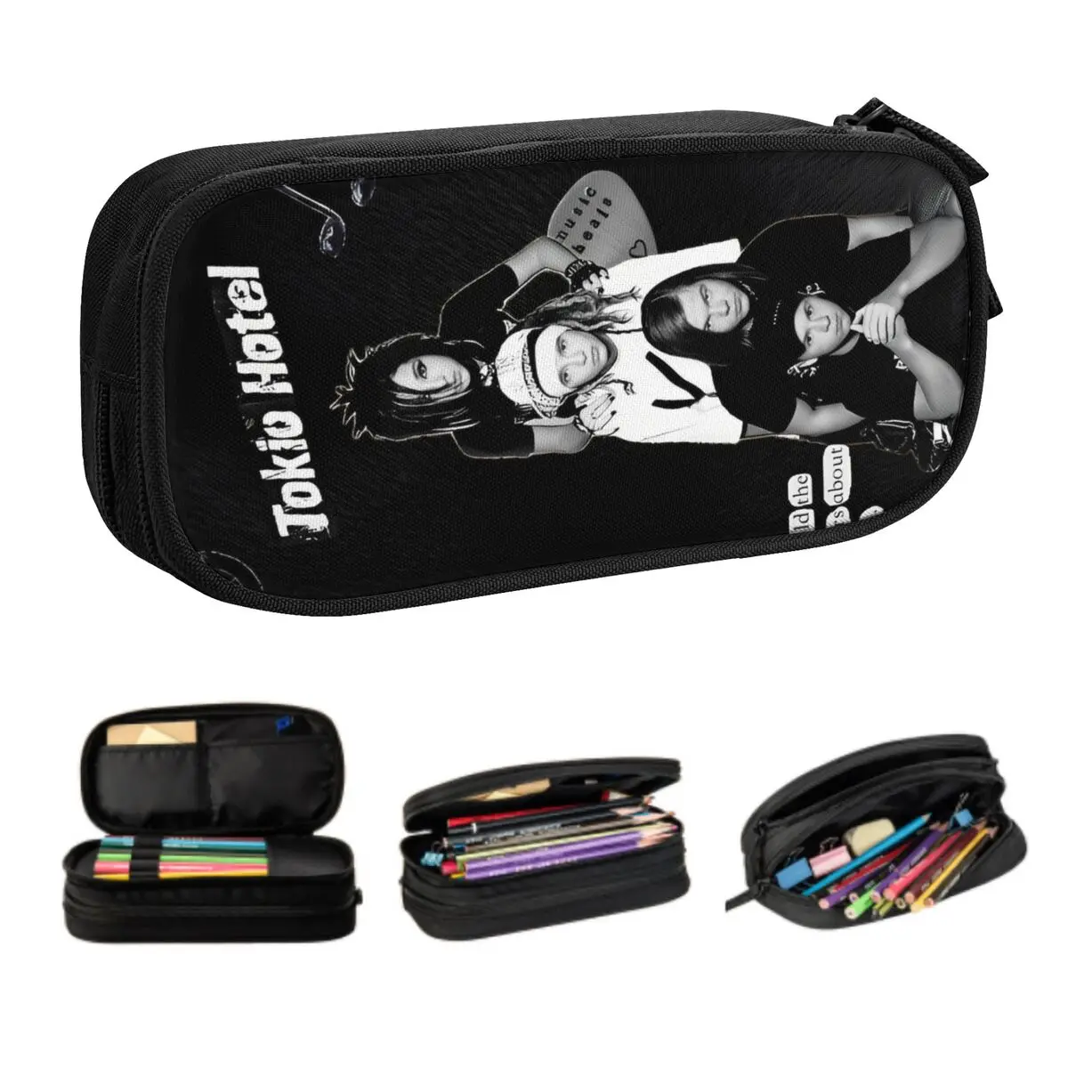 Custom Kawaii German The Band Tokio Hotel Pencil Cases for Boys Girls Pop Rock Large Capacity Pen Box Bag School Accessories