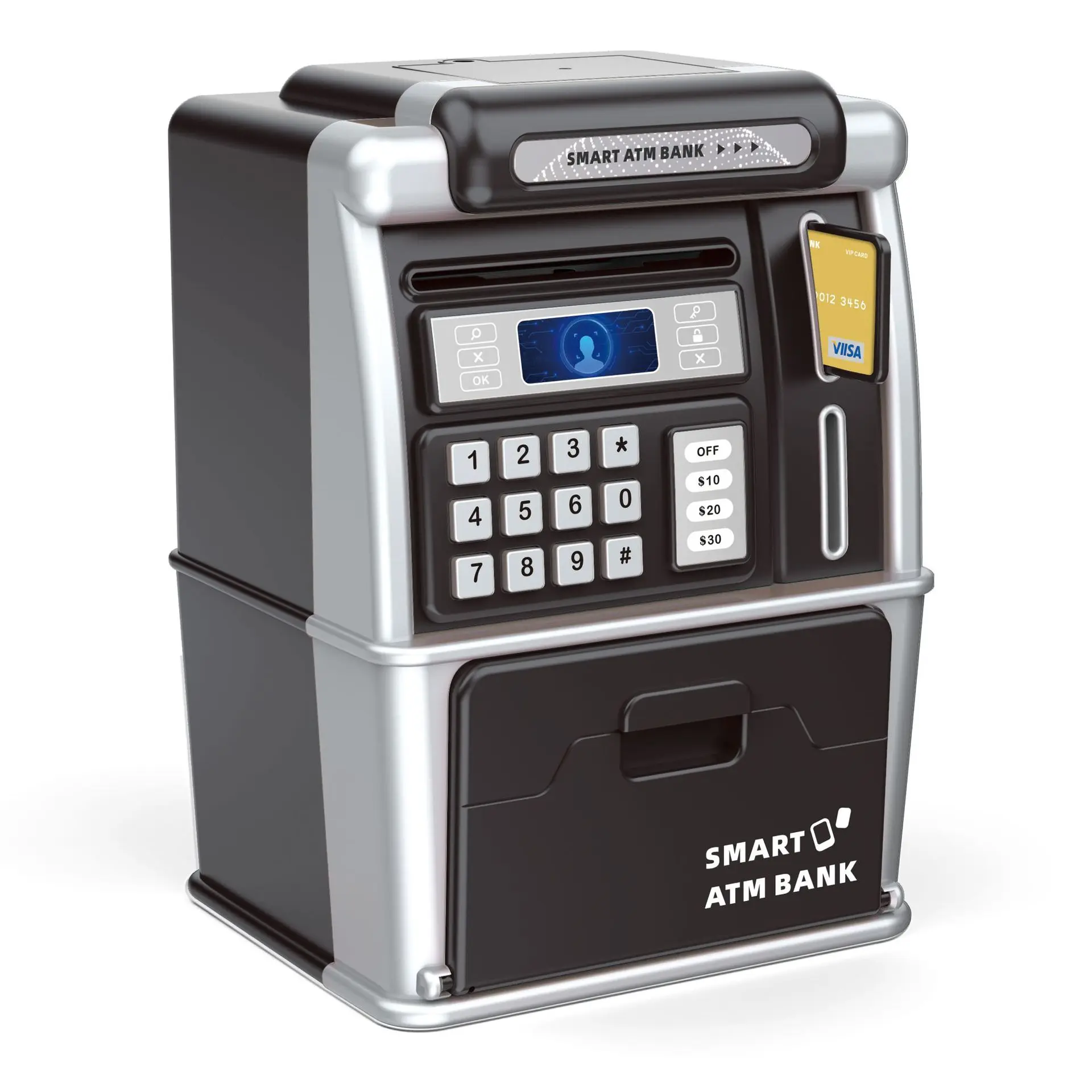 Tirelire électronique ATM mot de passe Piggys ATM boîte à monnaie de musique automatique banque de bande dessinée avec visage déverrouiller jouet pour enfants