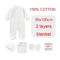 3 Pieces Newborn Baby Clothing Set Romper Bonnet Towel Sleepsuits Jumpsuits Growings One-Pieces Sleepers Grows Roupa Wholesale