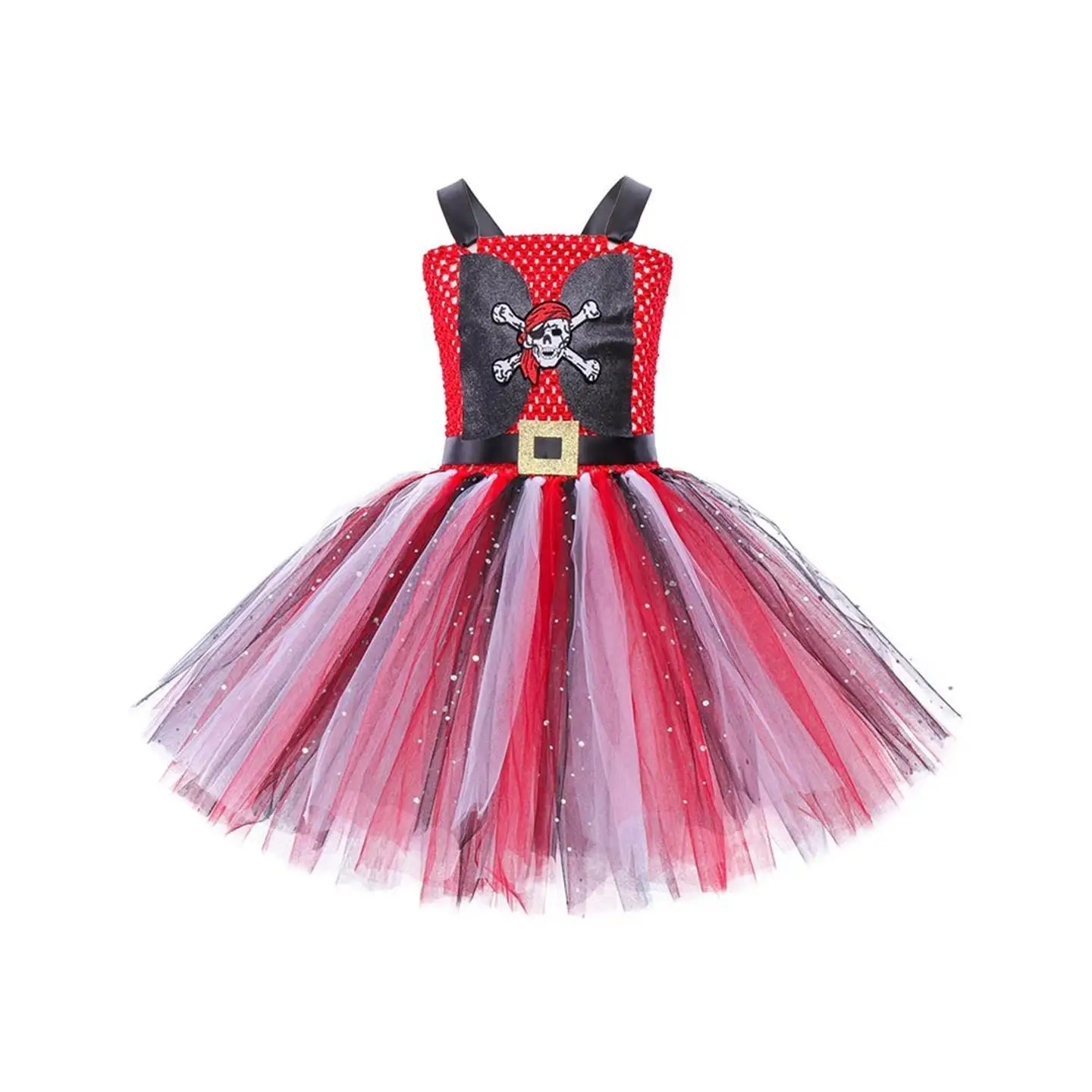 Caribische Piraat Prinses Rok voor Meisjes Halloween Skelet Hoofd Tutu Rok Kindermaskerade Dans Cosplay Kostuum