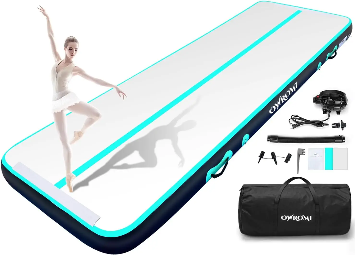 Inflatable Air Gymnastics Mats for Tumbling, 10ft/13ft/16ft/20ft Tumble Track Tumbling Mats for Kids, 4/8 Inches Thick