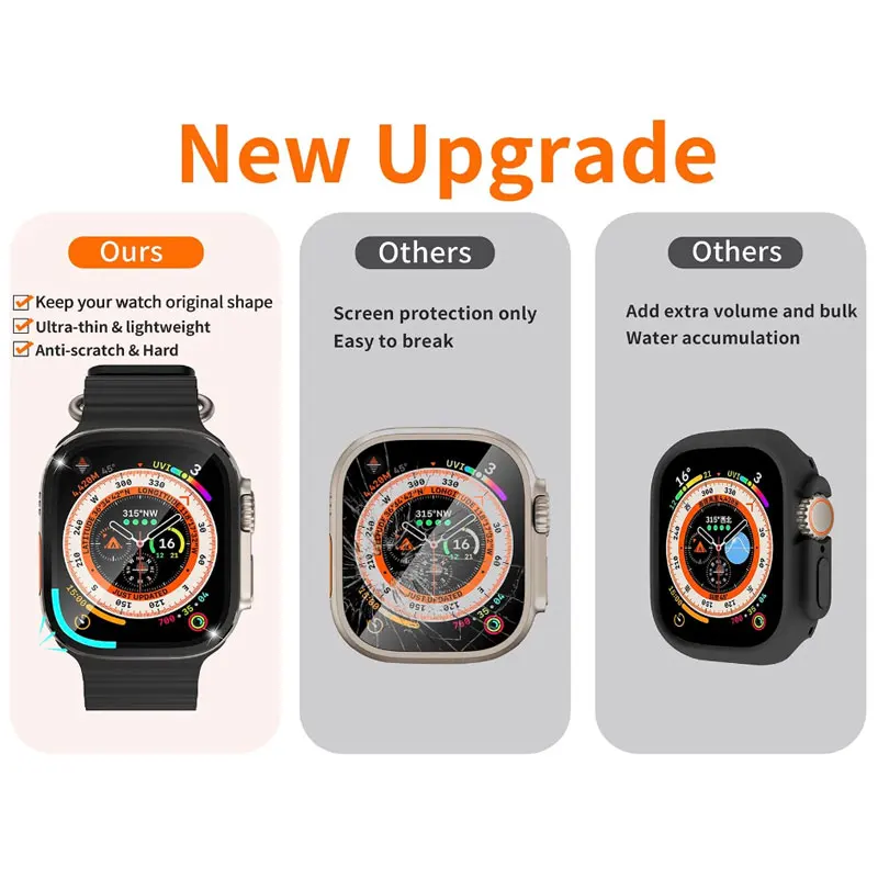 Tempered Glass Film+Metal Frame for Apple Watch Ultra Series 49mm Anti-Scratch Screen Protector for iWatch Ultra 3 2 Accessories view 5