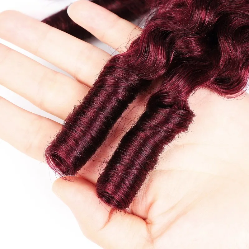 

Premium Wig Hair Curtain 99J # Burmese Curly Human Hair Bundle High Quality Soft Texture Durable Versatile for Everyday Use