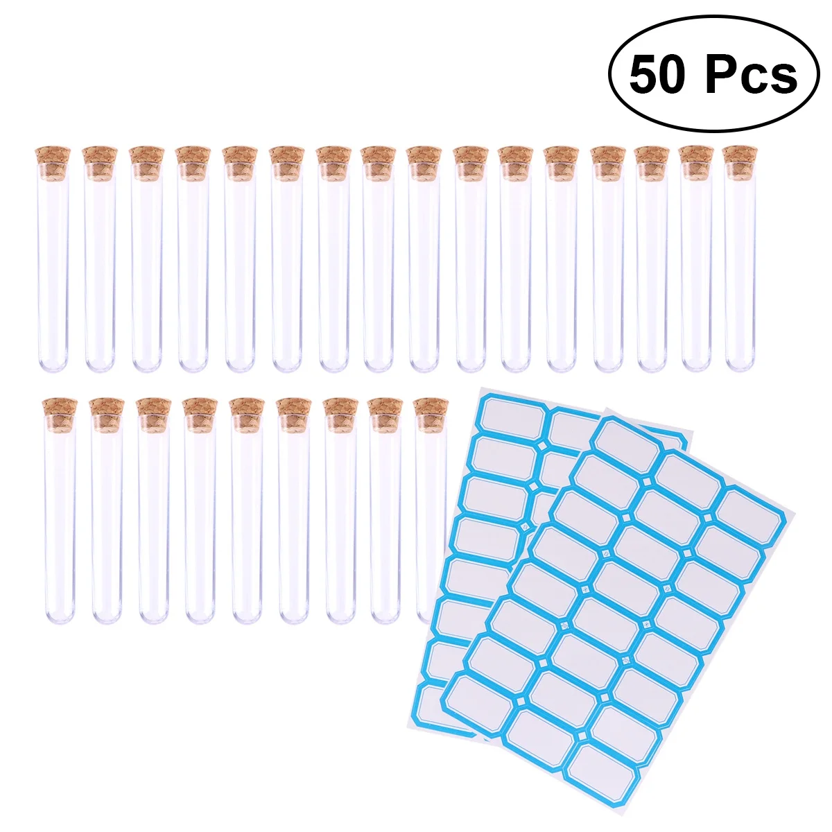 50Pcs 1.2x7.5cm Glass Test Tube Set with Natural Cork Stoppers Reusable Easy Clean Compact Size for Liquid Powder