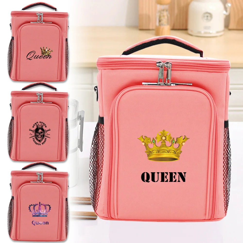 

Ice Pack Food Storage Boxes Insulated Cooler Bag Insulated Thermal Lunch Drink Carrier Queen Printing Series Pink Insulated Bags