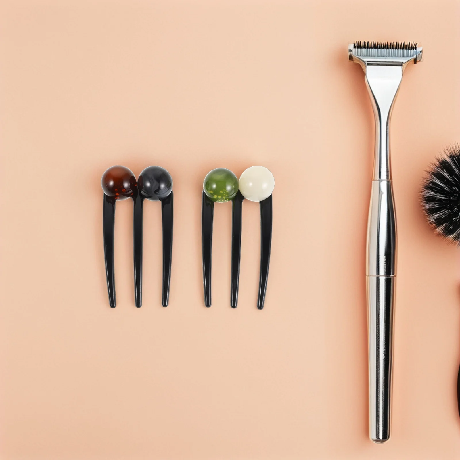 

4 Pcs Hair Pins and Tray Bun Chinese Traditional Hairpin Chignon Vintage Plastic Style French for Women Miss Sticks Thick