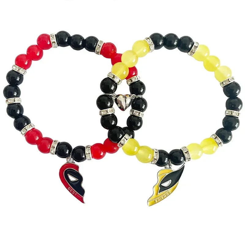 1 Pair Deadpool & Wolverine Bracelet Best Friend Love Pendant Disney Anime Fashion Cool Lucky Friendship Couple Bracelet Gift