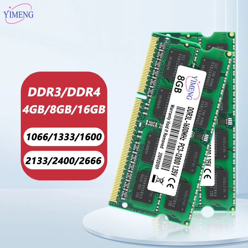 DDR3 DDR3L DDR4 8GB 16GB Laptop Memories Ram PC3 1.5V PC3L 1.35V 1066 1333 1600Mhz PC4 2133 2400 2666 3200Mhz SODIMM Memory Ram