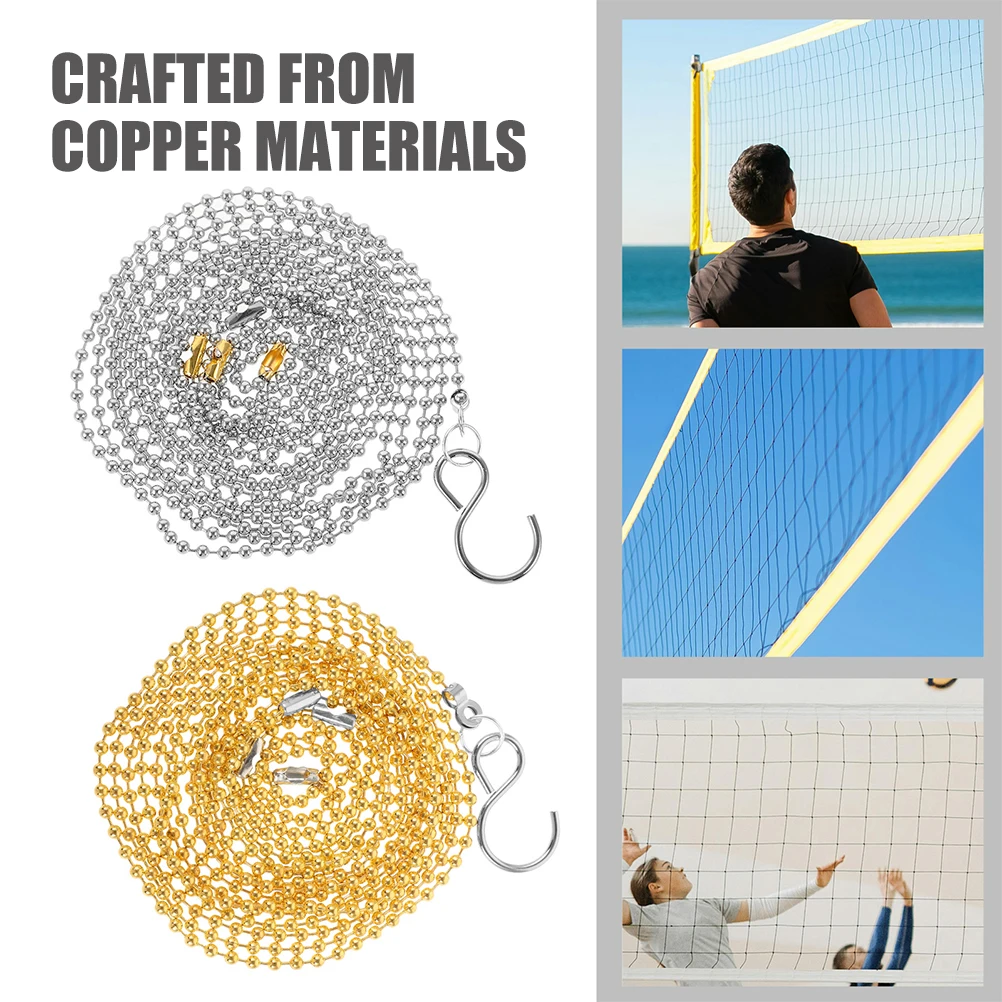 

2Pcs Volleyball Net Measurement Chain Golden Silver Copper Material Height Measure Tool for Referee Lightweight Durable