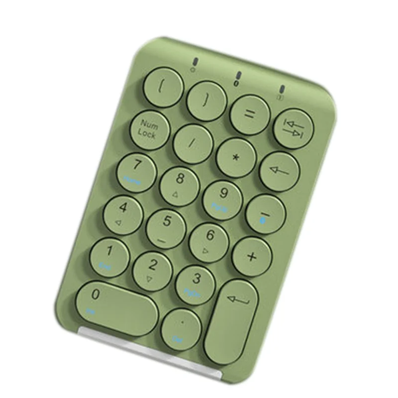 Wireless Number Pad Bluetooth Numeric Keypad Round Keycaps Numpad 22 Keys Rechargeable Number Keyboard(Green)