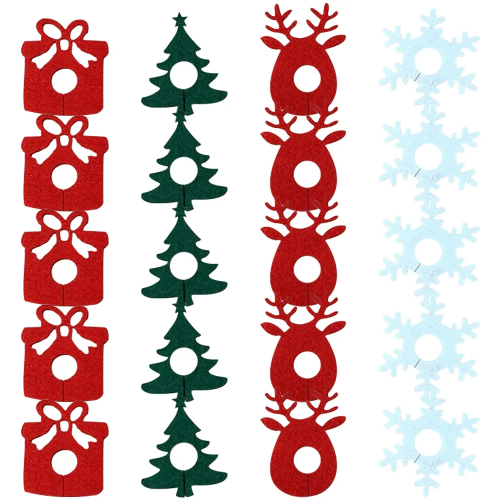 

40 Pcs Christmas Decorations Wine Glasses Identification Markers Tags Drinks Charms Felt Ornaments Tasting Party Favors for