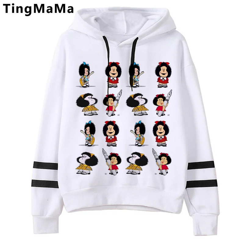 Mafalda Hoodies Female Korea Harajuku Printed Women Clothing Graphic Streetwear Unisex Cartoon Hip Hop Sweatshirts Female