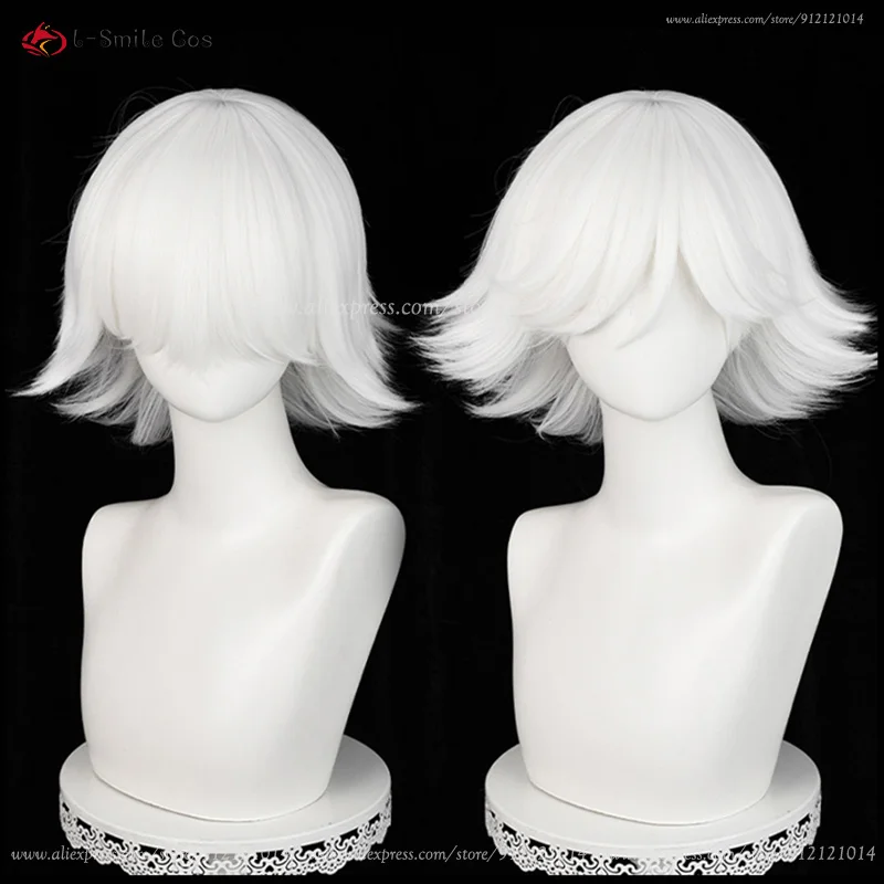 Anime Mi Zu Ki Cosplay Wigs 33cm Short White Mizuki Cosplay Wig Heat Resistant Synthetic Hair Halloween Party Wig + Wig Cap