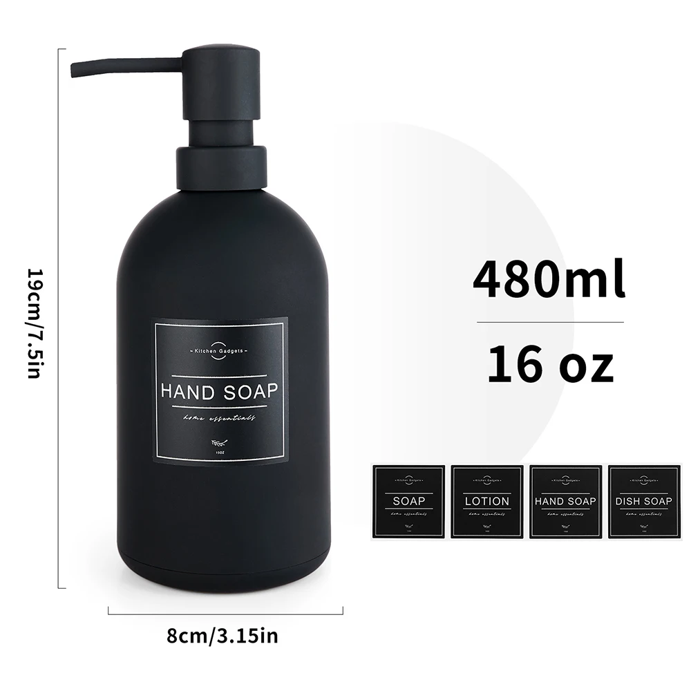 Matte Black Hand Soap Dispenser for Bathroom and Kitchen Countertop - Large Capacity 16oz Soap Pump Dispenser…