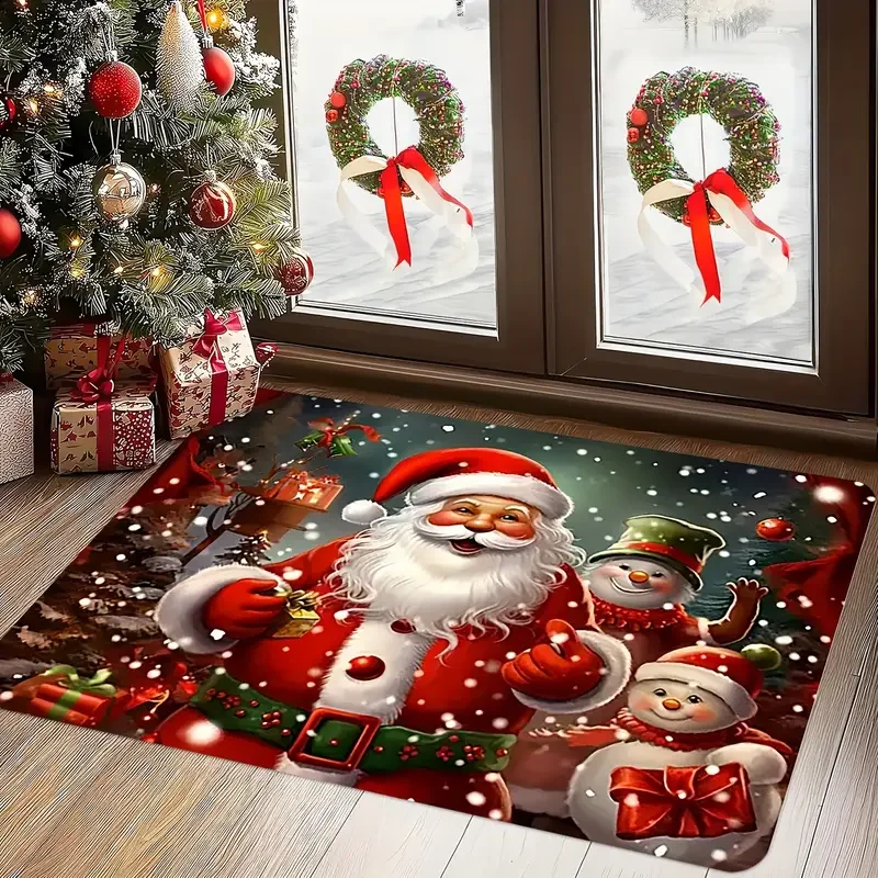 

Christmas Santa Claus Welcome Entrance Doormat Home Decor Carpet Indoor Outdoor Floor Mat Living Room Bedroom Bath Kitchen Rug