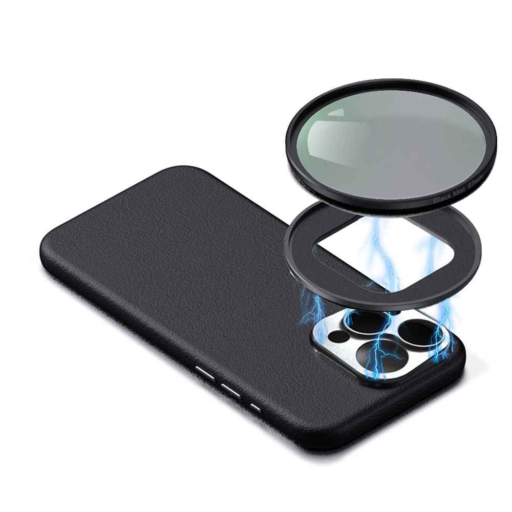 

Magnetic Leather Phone Case with 67mm CPL Filter Set Sky Filter Landscape Photography Eliminate Reflection for iPhone 15 pro max
