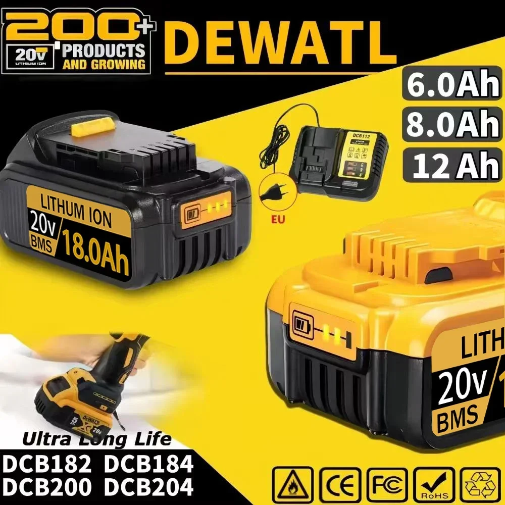 Frete grátis bateria de substituição de lítio 20v 18000mah para dewalt dcb184 dcb200 dcb182 dcb180 dcb181 dcb182 dcb201