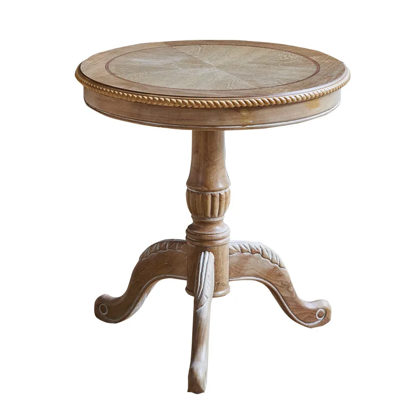 

European solid wood coffee table, retro small round table, small tea table, log wedding