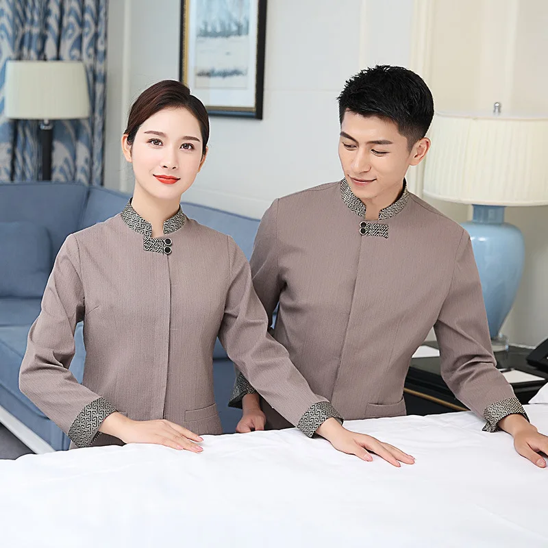 

Linen Star Hotel Cleaning Service Uniform Long-Sleeved Property Cleaner Autumn and Winter Clothing Room Waiter Workwear PA Clean