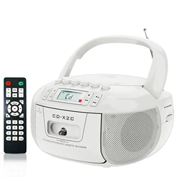 Portable CD player with cassette recorder Bluetooth CD cassette boombox with AM FM radio and remote USB MP3 playable