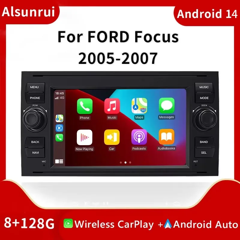 

2 din Android 14 Car Multimedia Player For Ford Focus 2 Ford Fiesta Mondeo 4 C-Max S-Max Fusion Transit Kuga Radio ScreenCarplay