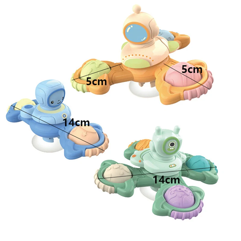 3PCS Space Suction Cup Spinner Toy Baby Bath Funny Game Educational Toys Children Infant Sensory Girls Boys Stress Reliever Gift