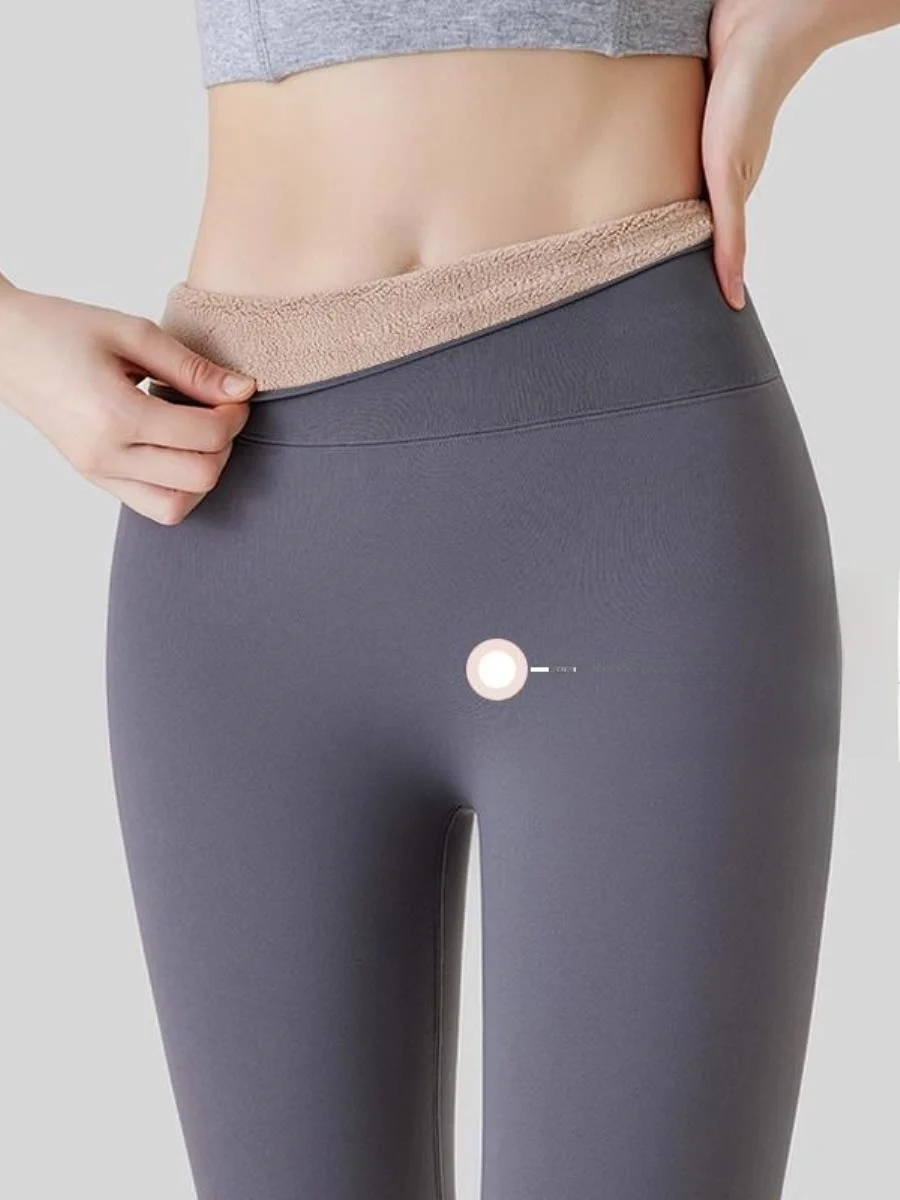 Spodnie do jogi z wysokim stanem, ocieplane, damskie, odzież wierzchnia, jesień-zima, wyszczuplające, ciepłe, warstwa bazowa.