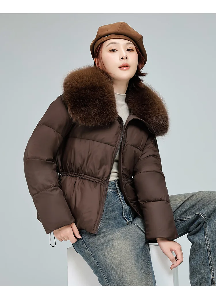 2025 جديد الكورية الشتاء سترات المرأة أسفل سترة قطن معطف قصير القطن مبطن الفراء طوق السيدات ملابس خارجية