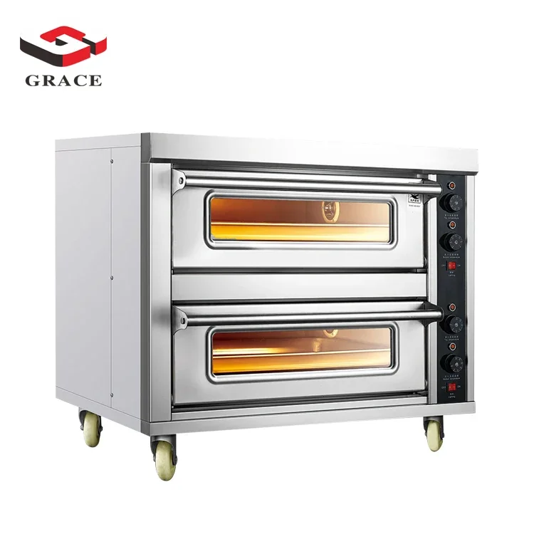 commercial Bread Pizza Bakery Double Deck Oven Price 2 Deck 2 Tray Electric Oven