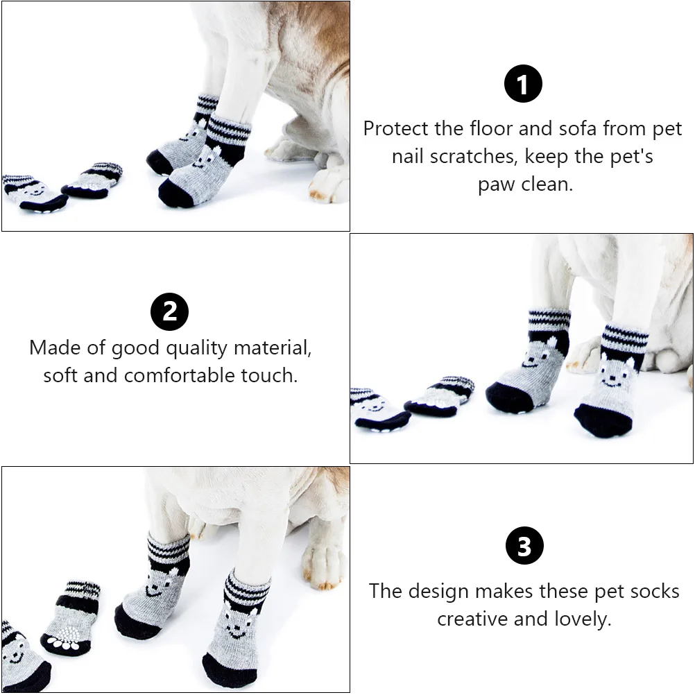 

3 Pairs Dog Shoes Anti-slip Cotton Socks Foot Cover Bridegroom Puppy Paw Stocking Pet Booties for Small Dogs
