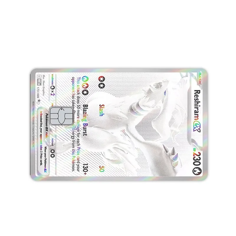 White Flare PTCG Card Sticker Hilda Reshiram Keldeo Ex SAR Kawaii Victini Paster Stickers Oshawott Decor Patch Birthday Gift view 3
