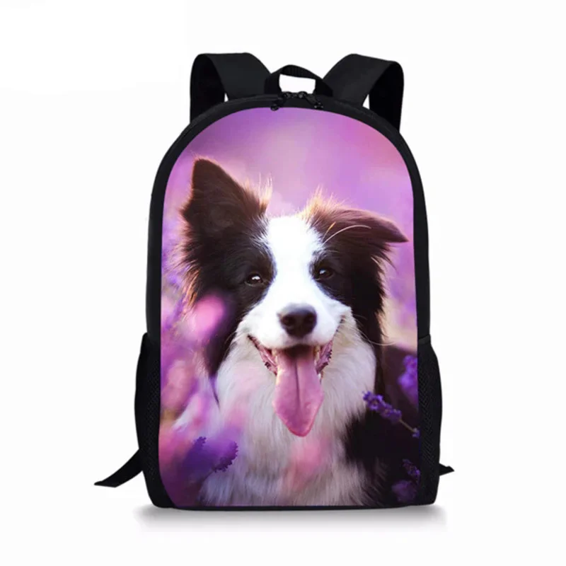 Border Collie Dog Pattern Backpack Students Girls Boys School Bag Women Men Casual Storage Rucksacks Teenager Daily Backpack