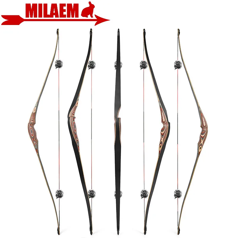 58Inch Archery Traditional Bow Longbow 20-50lbs Wooden Hunting Horsebow Target Shooting Accessories