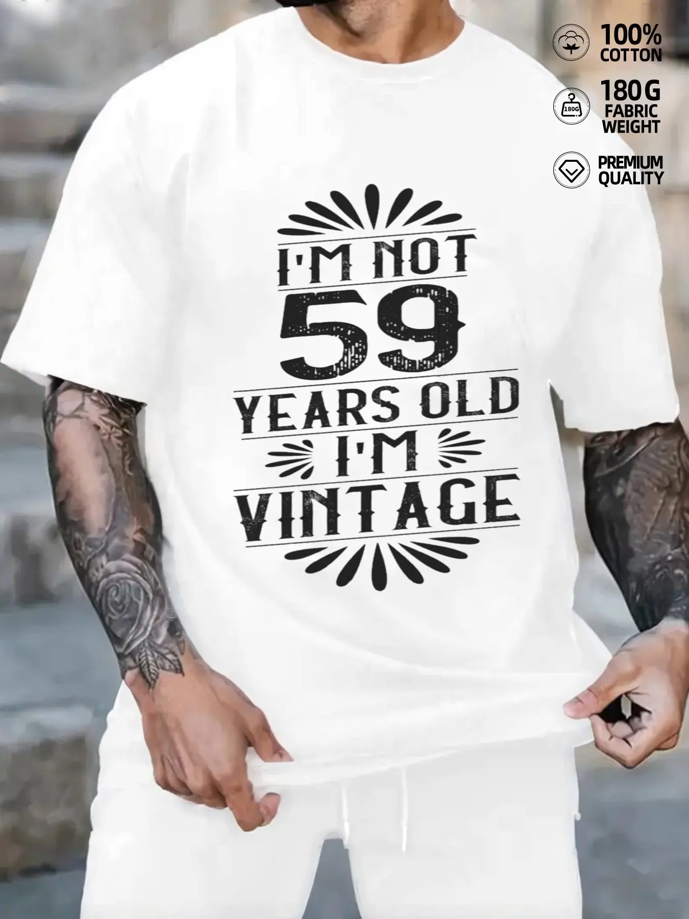 Men's 59th Birthday T-Shirt - Number 59 Print Suitable For 59 Year Olds Birthday Party Outfit, Milestone Gift, Durable Comfortab