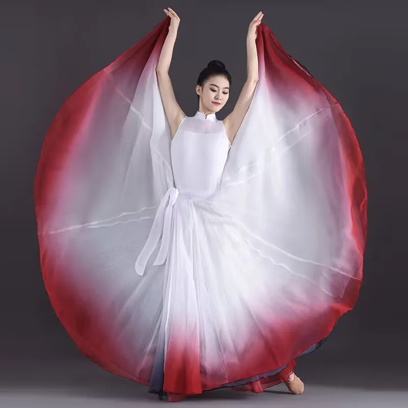 Women Classical Dance Stage Performance Dancing Skirts 720 Degree Costumes Multicolour Gradient Flamenco Dance Performer Skirts