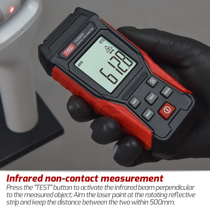 TA500C Digital Laser Tachometer 3~100000RPM Rang Rpm Meter 2-in-1 Contact/Non-contact Tacometro Backlight Unit Switch Speedomet