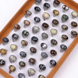 20Pcs/Lot Wholesale Luxury Mix Style Natural Stone Finger Rings Fashion Big Oval Agate Party Gifts