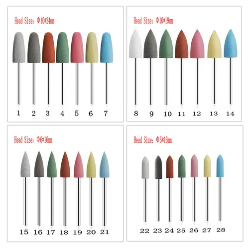 Imagen 2 del producto Pulidor de goma de silicona dental, equipo de blanqueamiento dental, fresas de 2,35mm, 50 unids/set