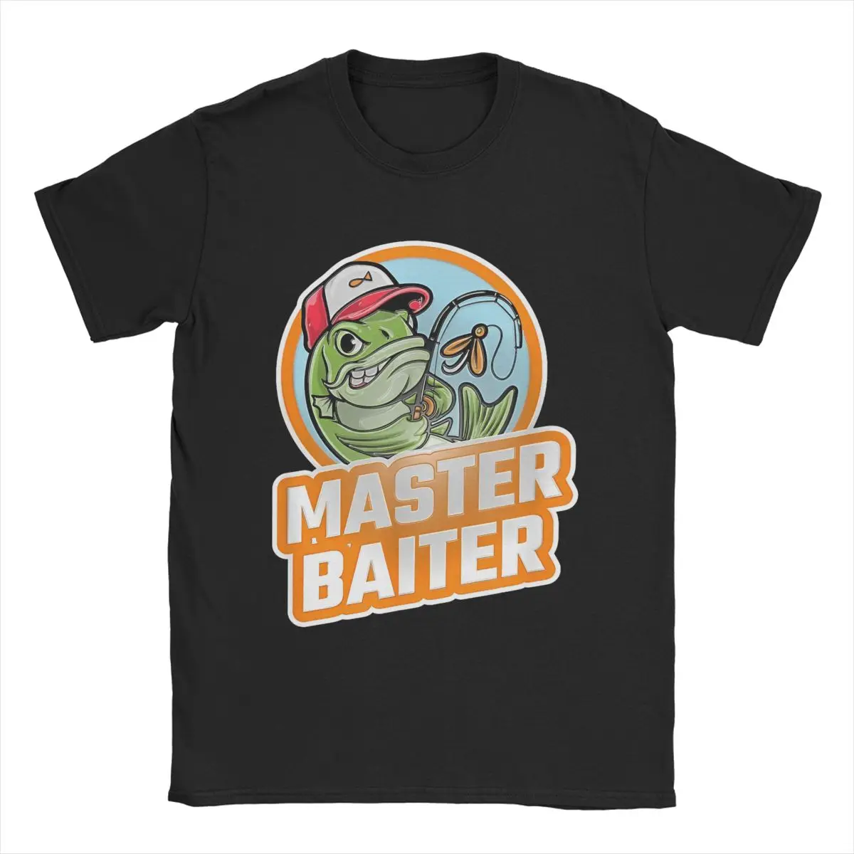 Men Master Baiter T Shirts 100% Cotton Tops Funny Fishing Skills Tees Printed Humor Fisherman Jokes Rod Pole Grandpa T-Shirt