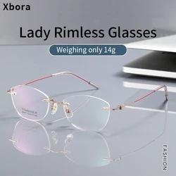 Xbora Ultra-light Pure Titanium Frameless Retro Oval Myopia Optical Men's And Women's Prescription Eyewear Reading Glasses Z6071