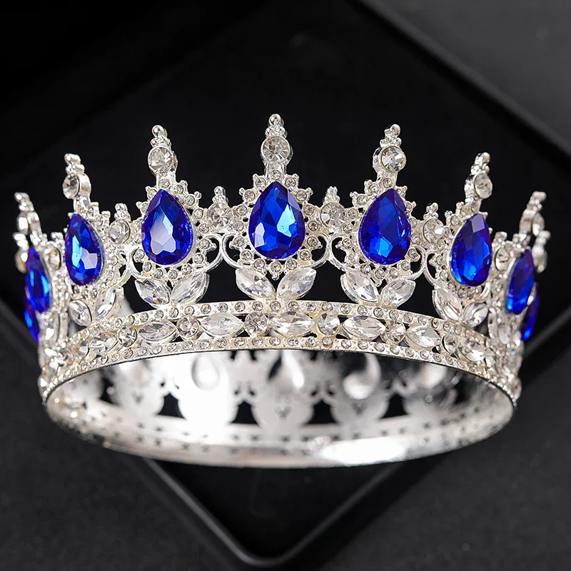 Baroque Round Wedding Crown Bridal Pageant Rhinestone Crystal Tiaras Crown Molding Headpieces For Queens and King