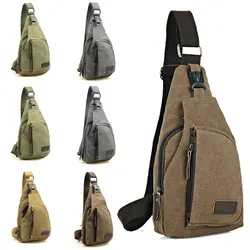 Brand New Men Vintage Canvas Leather Satchel Shoulder Sling Chest Pack Multifunctional Outdoor Small Shoulder Bag