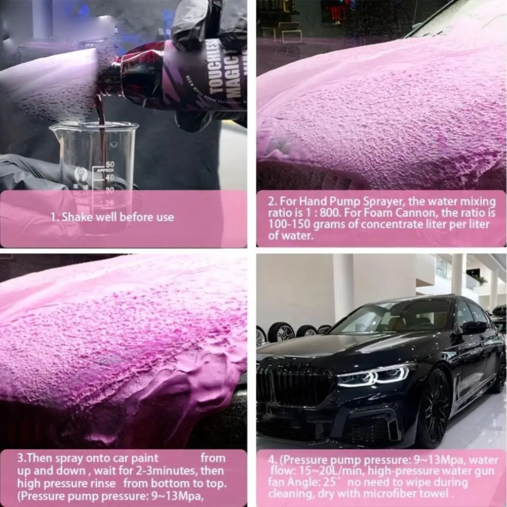 صابون غسيل السيارات الرغوي باللون الوردي المتطرف والشمع، (يعمل مع مدفع الرغوة/البنادق أو غسيل الدلو) للسيارة #6