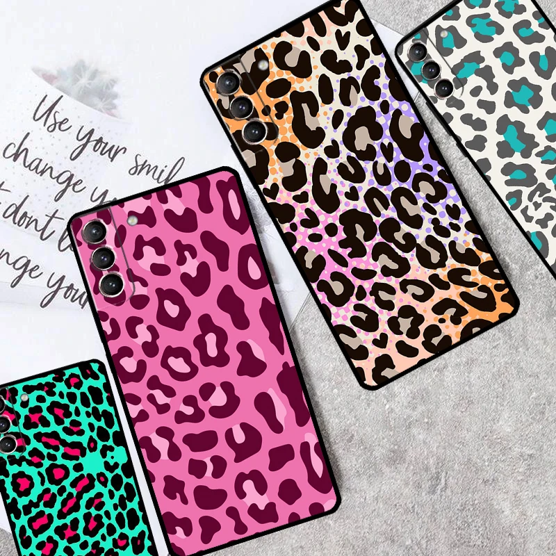 CAMOUFLAGE 레오파드 무늬 케이스, 삼성 갤럭시 S24 S21 S22 S23 울트라 플러스 S20 FE S8 S9 S10 노트 10 20 울트라 커버
