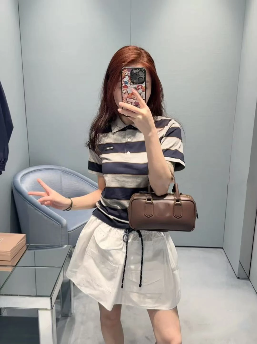 

Женский трикотажный топ с полосатым воротником, синий, повседневный, комфортный, дышащий, стандартный крой, для весны и лета